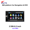 2DIN 6.2 inch HD LED car gps dvd player with detachable panel IPOD Bluetooth usb sd DVB-T PIP 2-zone