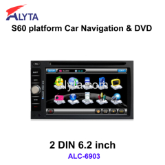 2DIN 6.2 inch HD LED car gps dvd player with detachable panel IPOD Bluetooth usb sd DVB-T PIP 2-zone