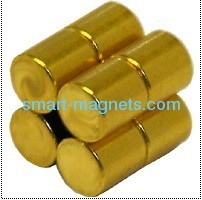 neodymium cylinder magnet gold plated