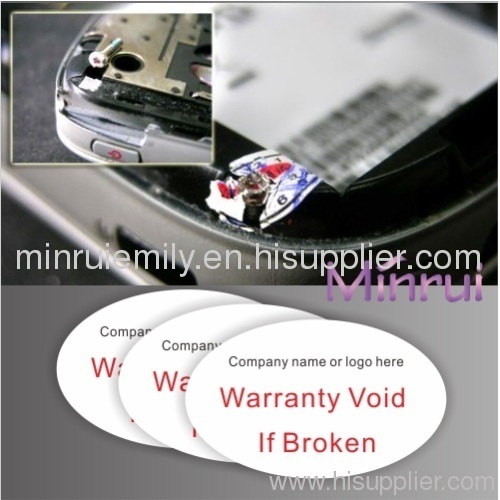 Tamper Proof Screw Labels for cell phones,warranty VOID If damaged laebls for screw stickers