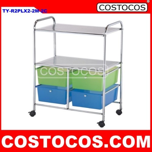 Multi-Color 4 - Drawer Trolley w/ 2 - Shelf (Storage Cart)