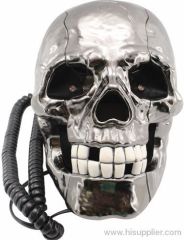 New Wholesale Skull Skeleton Shaped Telephone with Flashing Eyes and Corded Land Line