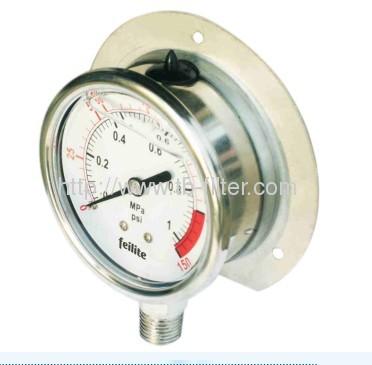 Bottom connection Liquid Filled Pressure Gauge with edge