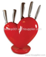 Heart Knife Block Red