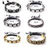 Gold / Silver Crystal Square Shamballa Bracelets Handmade Jewellery For Women / Men