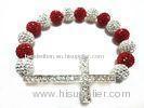 Multicolor Handmade Crystal Rhinestone Beaded Sideways Cross Bracelet OEM