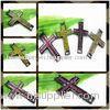 Alloy Charm Sideway Crystal Pave Cross Pandent For Necklace 26 * 43mm