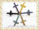 Fancy Plating OEM Crystal Pave Cross Handmade Jewelry Findings 25 * 40 mm