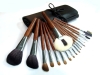 18PCS Natural Aminal Hair Cosmetic Brush Set with Pouch
