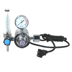 Eelectrically heated CO2 flow meter regulator