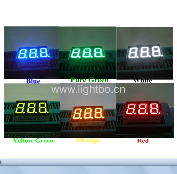 Ultra Blue,White,Green,Red and Amber 3 digit 0.36