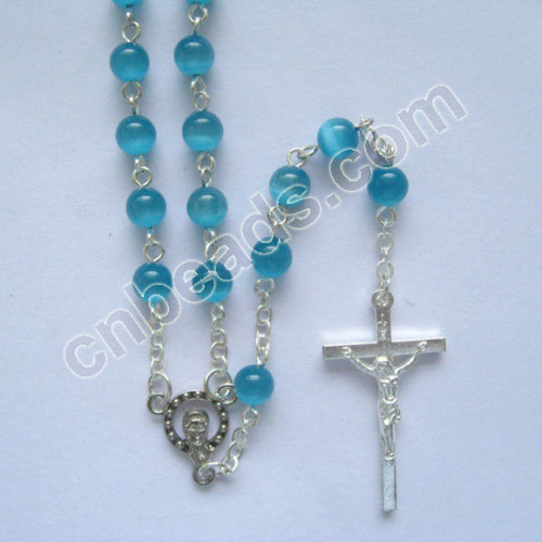 plain round cats eye rosary necklace