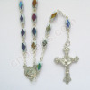 oblong crystal plated rosary prayer beads necklace