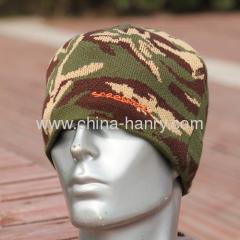 camo knitted polar fleece hat