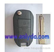 Peugeot 2 button key shell with NE72 Blade