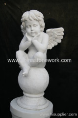 Hand Carved White Marble Angel Statue