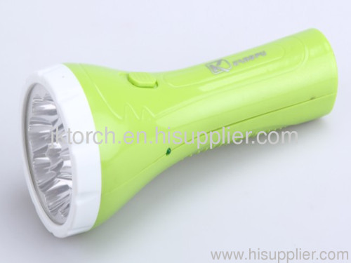 9pcs green LED rechargeable plastic flashlight