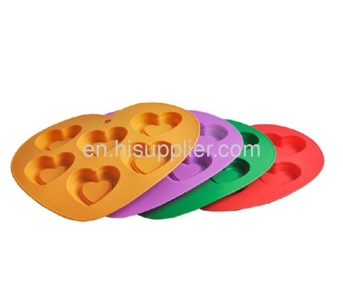 6 mini cups heart shaped silicone cake mould