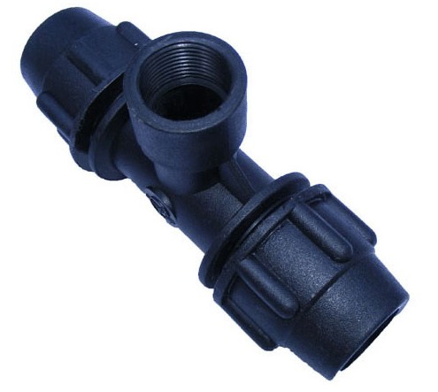 PP Equal Tee With Female Thread Compression Fittings