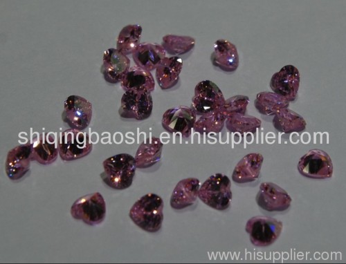 Heart shape Pink cubic zirconia gemstones wholesale price