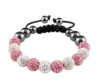 Crystal Beads Bracelet White Pink 10mm