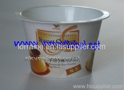 pudding cup in mold label