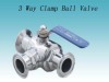 ss304 ss316l sanitary stainless steel 3 way clamped end ball valve