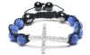 Blue Shadow Crystal Alloy Beaded Cuff Bracelets 10mm