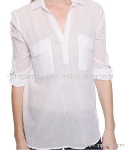 split collar woven shirt