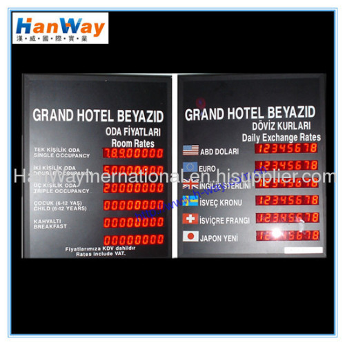 LED Room Rate for Hotel Price Board