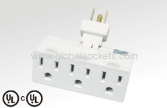 3ways American type adapter with earth contactor