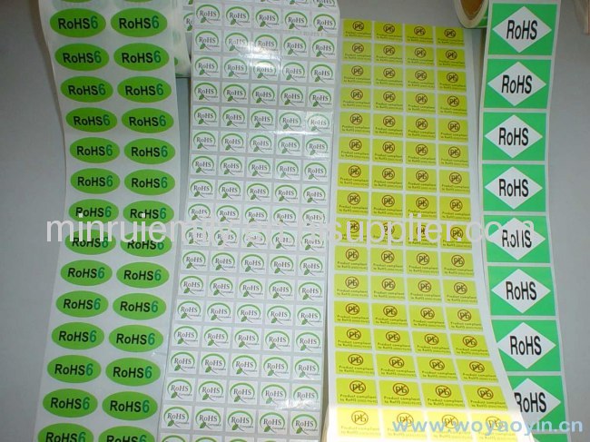 Custom variaty RoHS labels,pb free labels from China