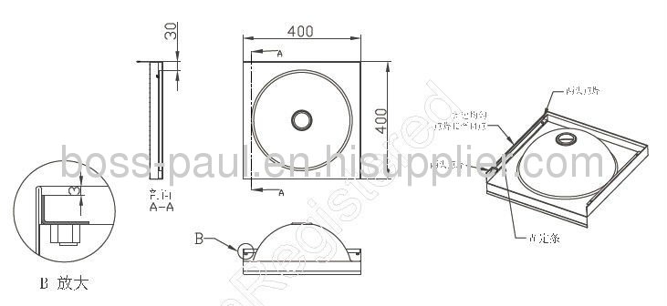 Wall-mounted sink bowl, bathroom bowl, stainless steel sink bowl PS-006 