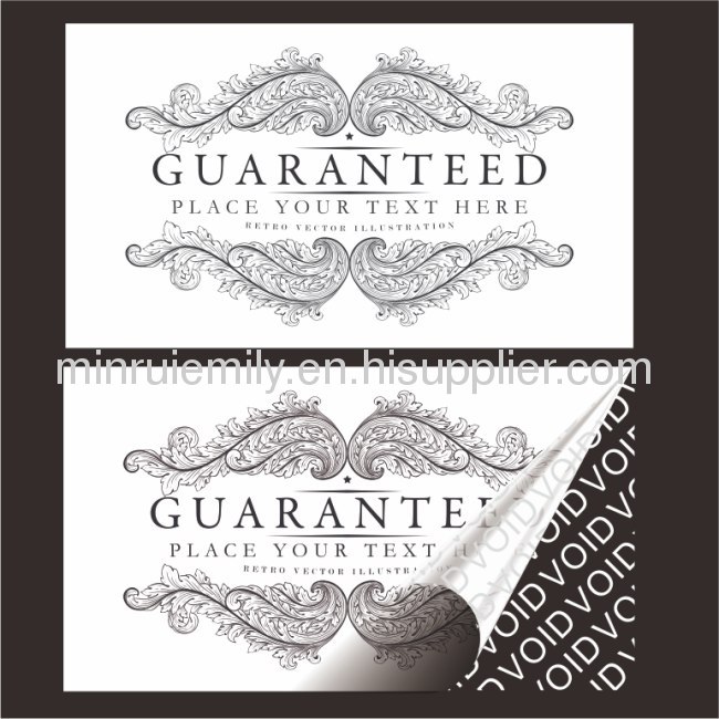 Custom warranty VOID stickers,leave white VOID behind tamper evident labels