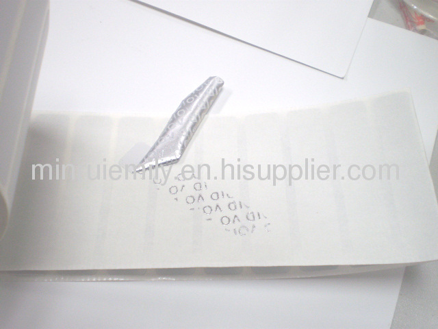 Custom tamper evident VOID labels,warranty silver polyester void labels