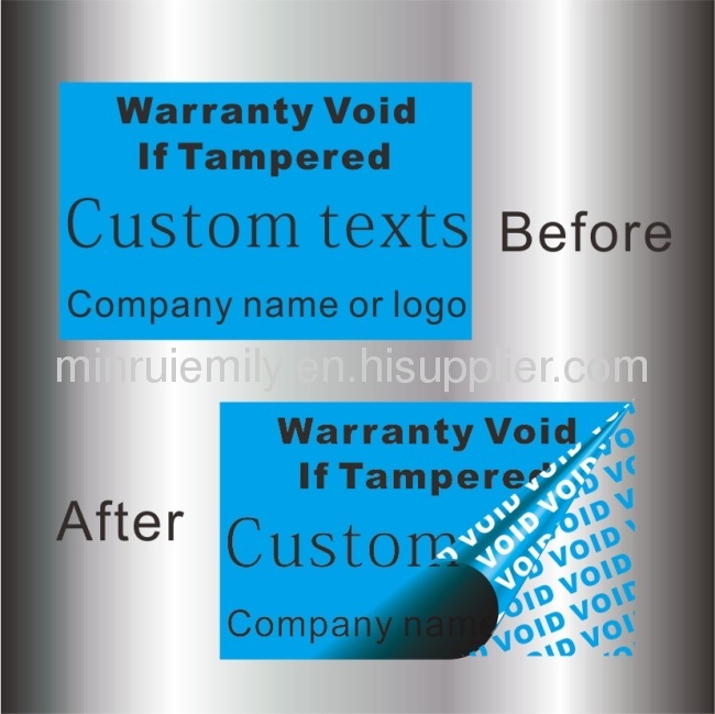 custom printed warranty void sticker,void label