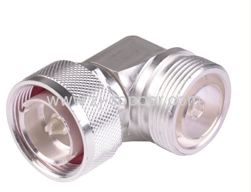  7/16 DIN female to 7/16 DIN male right angle adapter connector