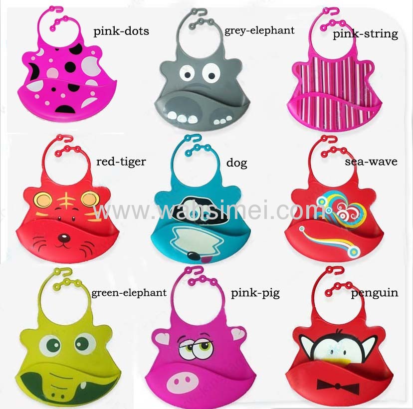 FDA food grade Various animal design Silicon Baby Bib 