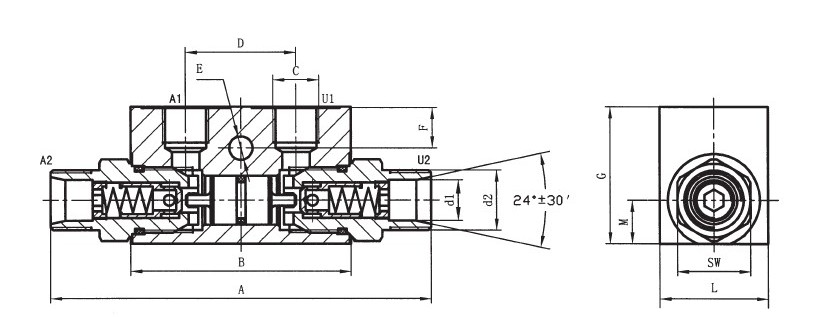 Carbon steel DPOCV dual pilot operated check valves