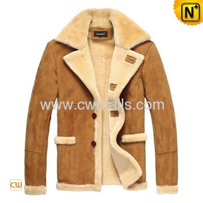 Men's Luxury Sheepskin Lamb Fur Lined Leather Winter Coat