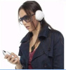 white polyster audio earmuff in clear sound