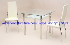 modern stainless steel dining chair and table