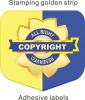 Custom special destructible stickers stamped with golden strips,ultra destructible label