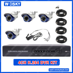 WEISKY H.264 Full D1 DVR with 4pcs SONY CCD Waterproof IR Camera ,4CH DVR KITs