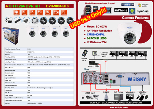 WEISKY Promotion 4CH DVR KITs $99.9