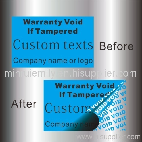 custom printed warranty void sticker,void label