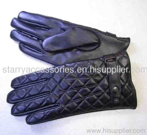 Black PU Winter Glove