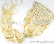 613# light blond clip in hair weft