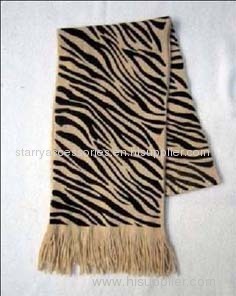 Camel zebra acrylic knitted scarf