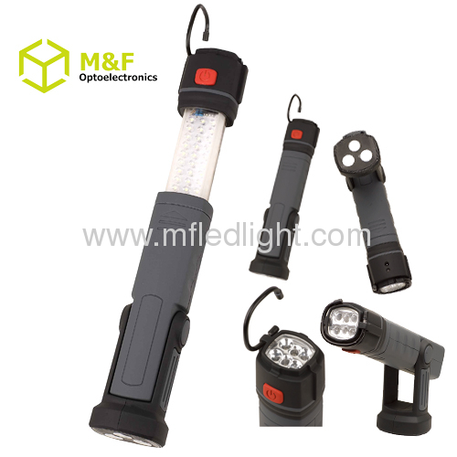 Magnetic rechargeable led work light telescopic lantern with rotating device